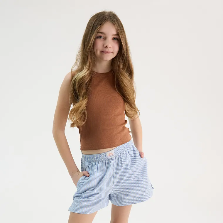 Cool Club, Top dziewczęcy, prążkowany, brązowy