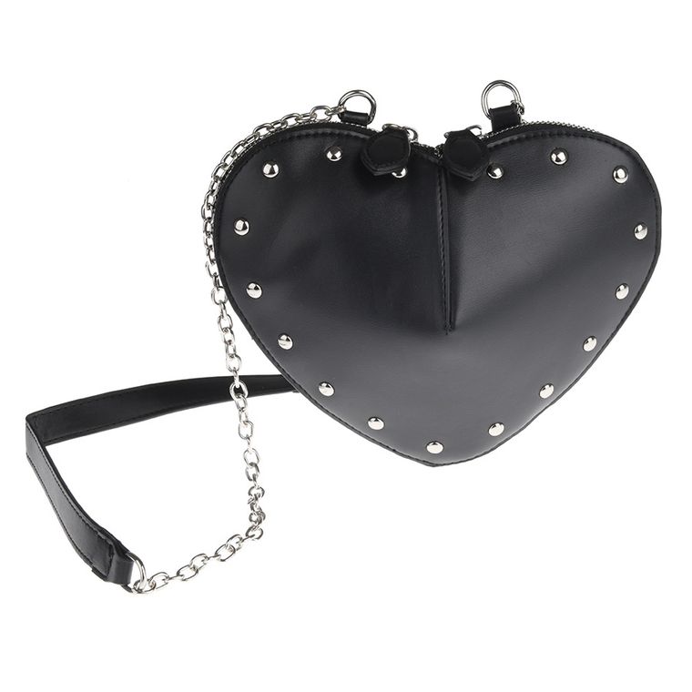 Cool Club, torebka w kształcie serca, czarna z ćwiekami