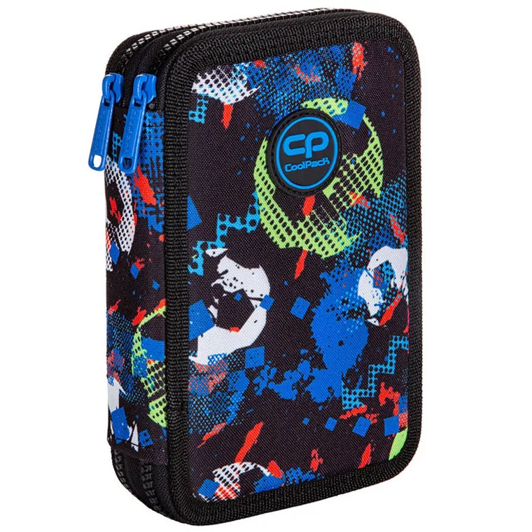 CoolPack, Jumper 3, piórnik rozkładany, podwójny z wyposażeniem, Football Blue