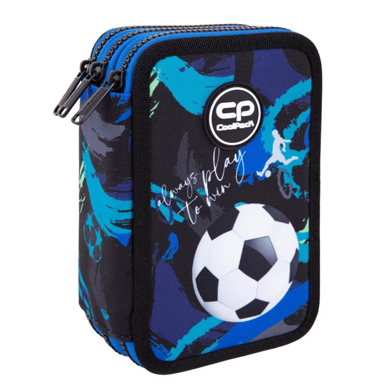 CoolPack, Jumper 3, piórnik rozkładany, potrójny, z wyposażeniem, Football Navy