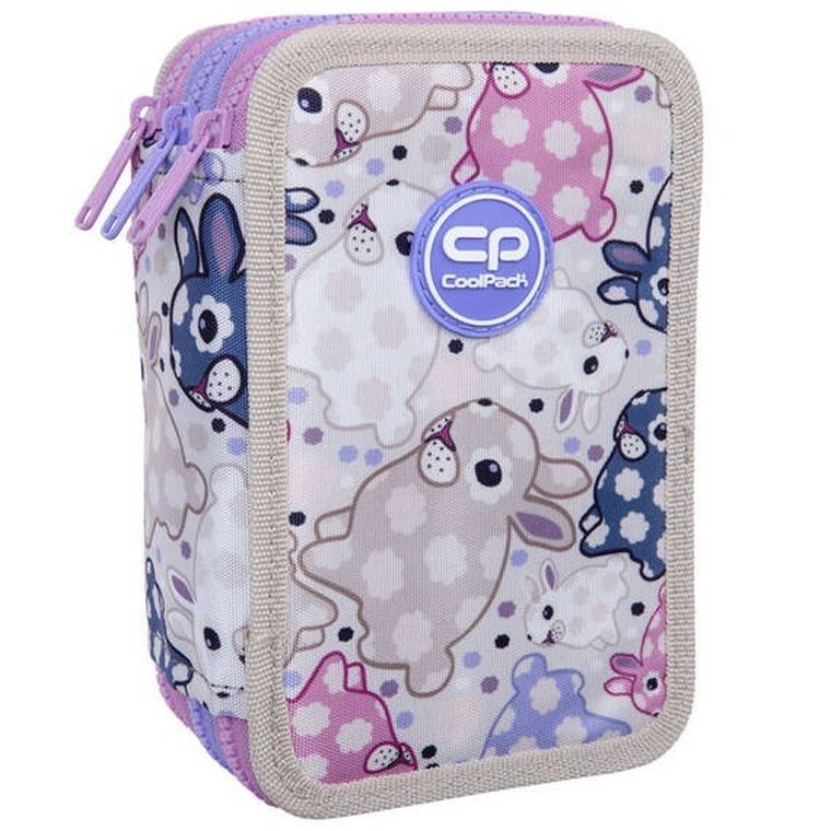 CoolPack, Jumper 3, piórnik rozkładany, potrójny, z wyposażeniem, White Bunny