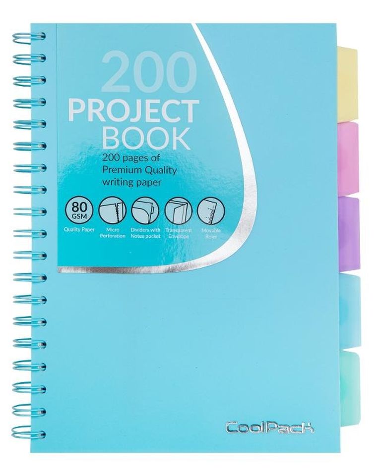 Coolpack, kołozeszyt B5, 200 kartek, kratka, pastel powder blue, 1 szt.