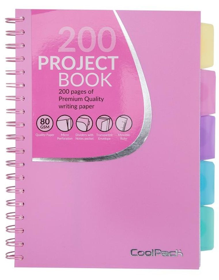 Coolpack, kołozeszyt B5, 200 kartek, kratka, pastel powder pink, 1 szt