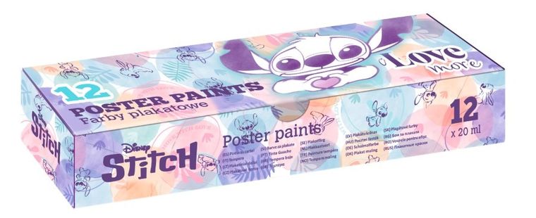 CoolPack, Lilo i Stitch, farby plakatowe, 12 kolorów pastel, 20 ml