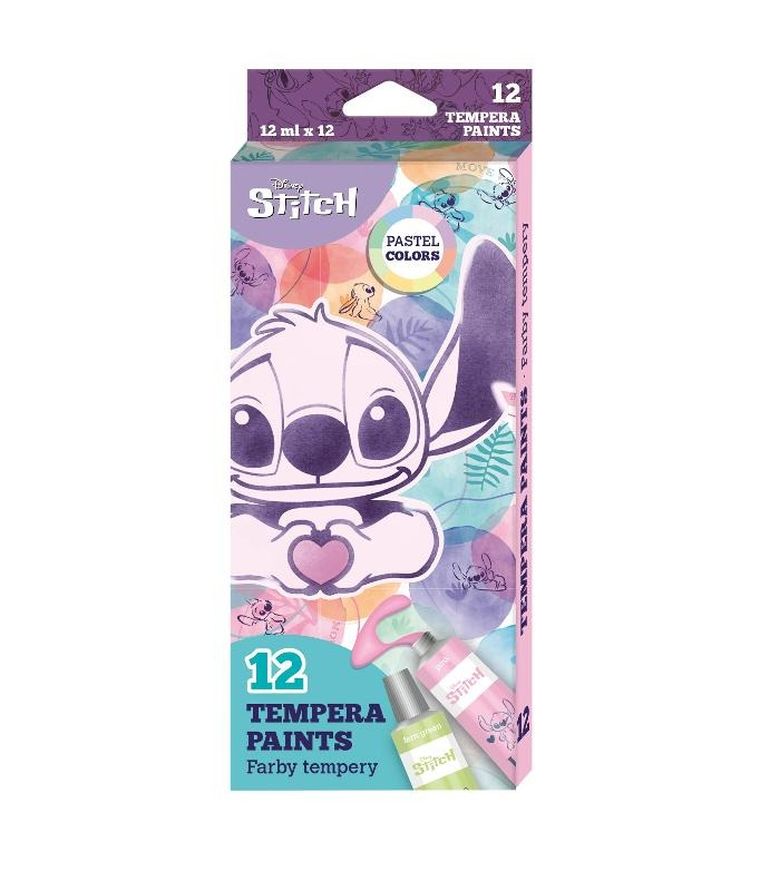 CoolPack, Lilo i Stitch, farby tempera w tubie, pastel, 12-12 ml