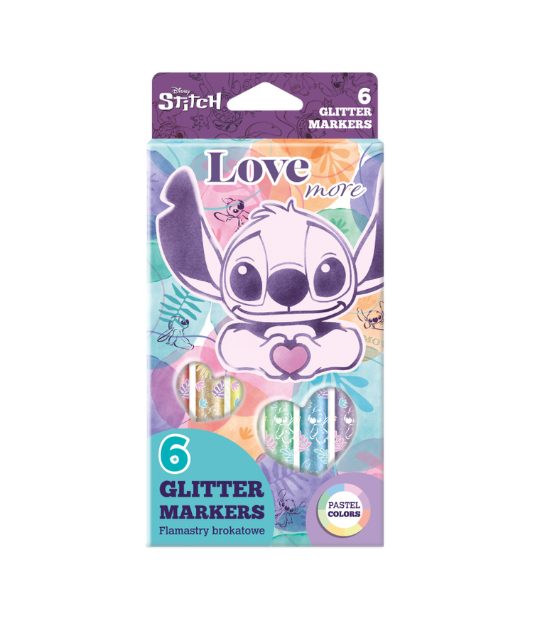 CoolPack, Lilo i Stitch, flamastry brokatowe, 6 kolorów