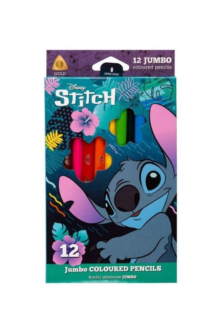 CoolPack, Lilo i Stitch, kredki ołówkowe trójkątne jumbo, 12 kolorów