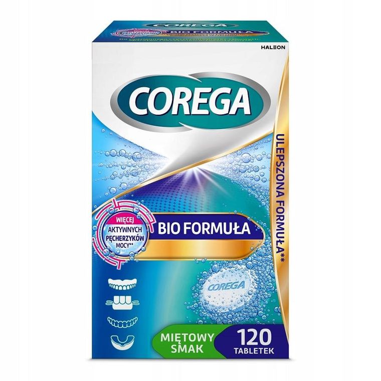 Corega, Bio Formuła, tabletki do czyszczenia protez zębowych, 120 szt.