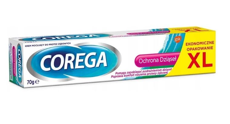 Corega, Ochrona Dziąseł, krem mocujący do protez zębowych, 70 g