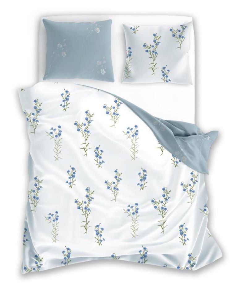 Cottage Home, Kwiaty Lnu, 2-częściowy komplet pościeli bawełnianej, 140-200 cm