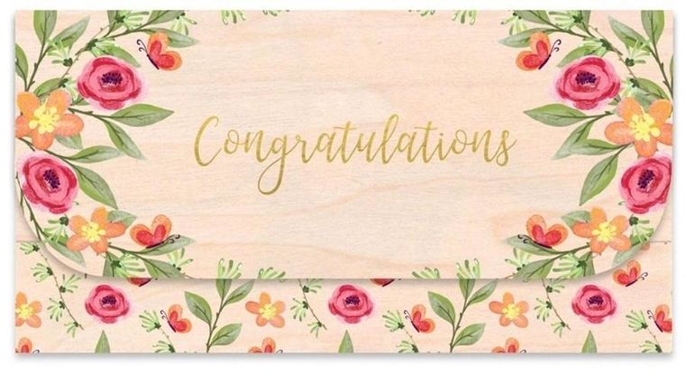 Cozywood, Gratulacje, koperta upominkowa, drewniana