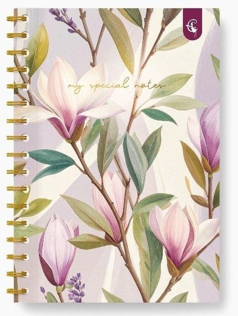 Cozywood, kołonotatnik ozdobny, B5, 160 kartek, kratka, Magnolia