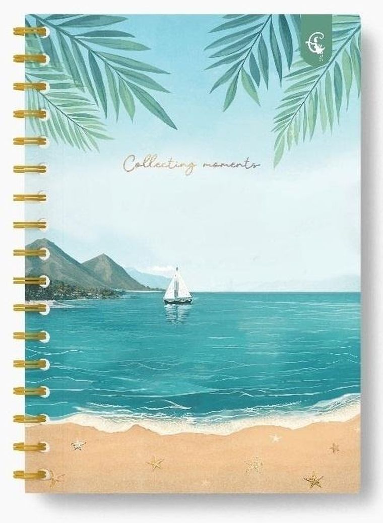 Cozywood, kołonotatnik ozdobny, B5, 160 kartek, kratka, Plaża