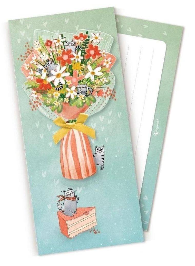 Cozywood, koperta upominkowa, Pop-Up, Bukiet z kotami