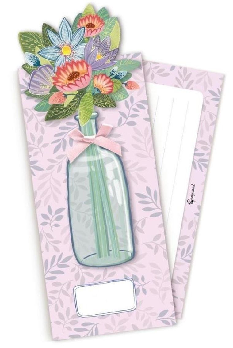 Cozywood, koperta upominkowa, Pop-Up, Kwiaty, fioletowy