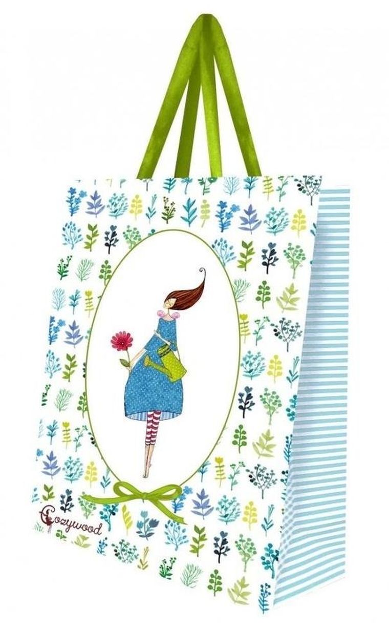 Cozywood, torebka ozdobna, duża, Kobieta z konewką