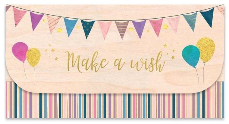 Cozywood, Urodziny, balony, koperta upominkowa, drewniana