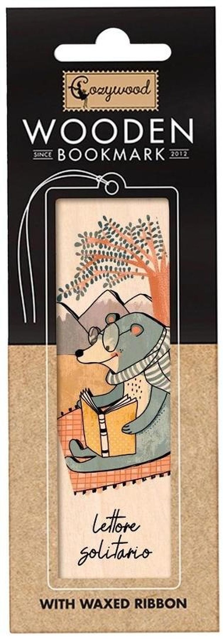 Cozywood, zakładka do książek drewniana, Czytający miś