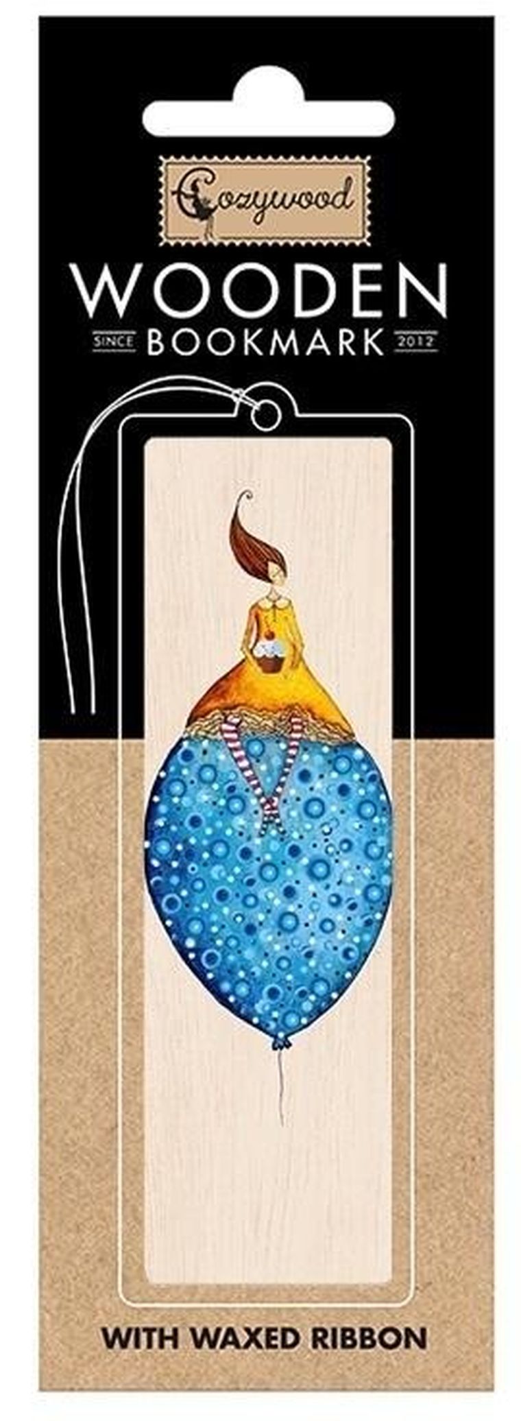 Cozywood, zakładka do książek drewniana, Kobieta na balonie