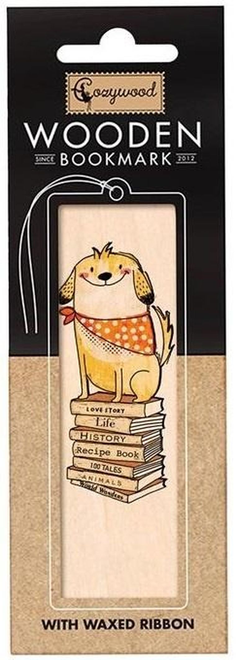 Cozywood, zakładka do książek drewniana, Pies na książkach