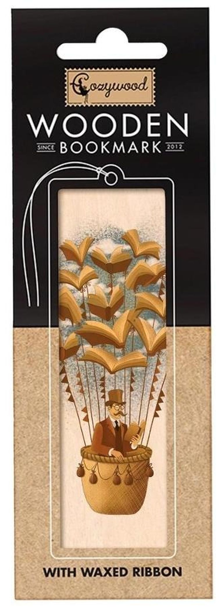 Cozywood, zakładka do książek drewniana, W, 80 dni dookoła świata Mr Fogg