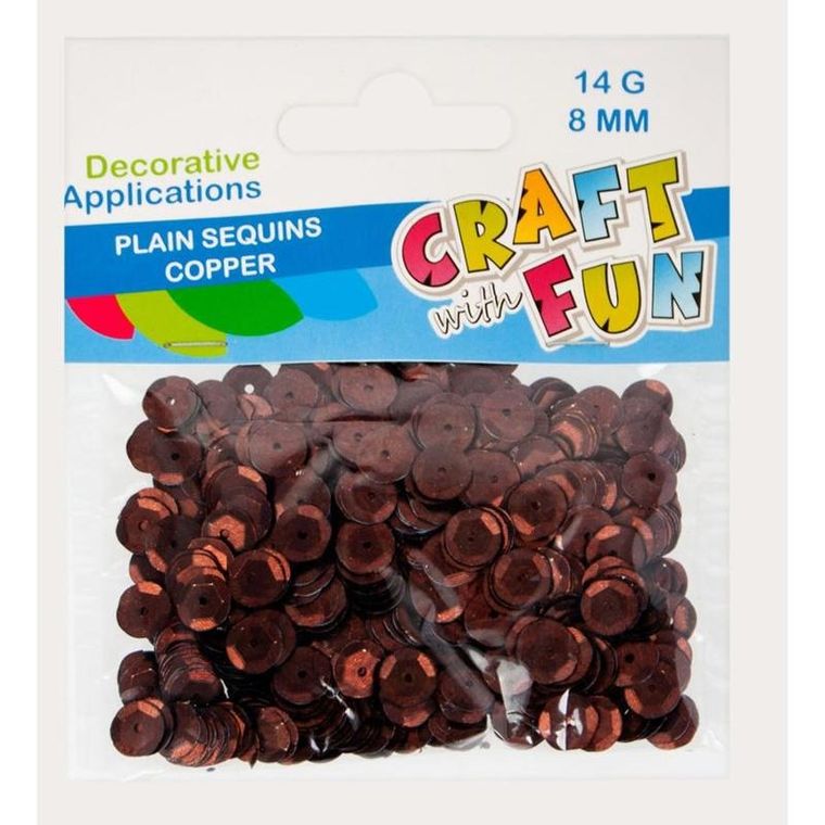 Craft With Fun, cekiny gładkie, miedziane, 8 mm