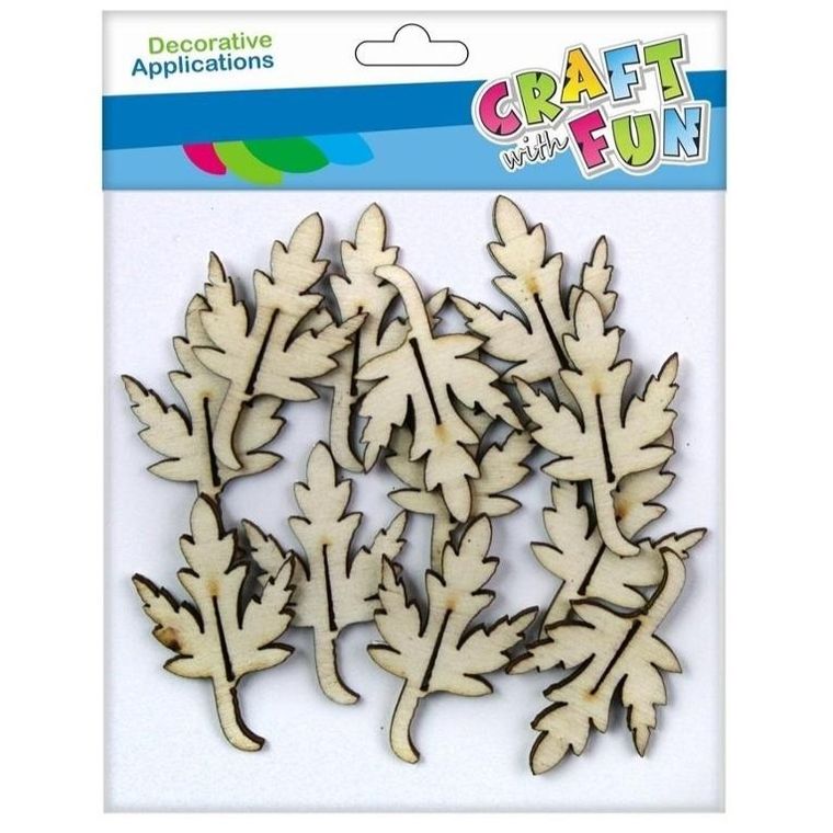 Craft With Fun, drewniane alpkacje samoprzylepne, liść