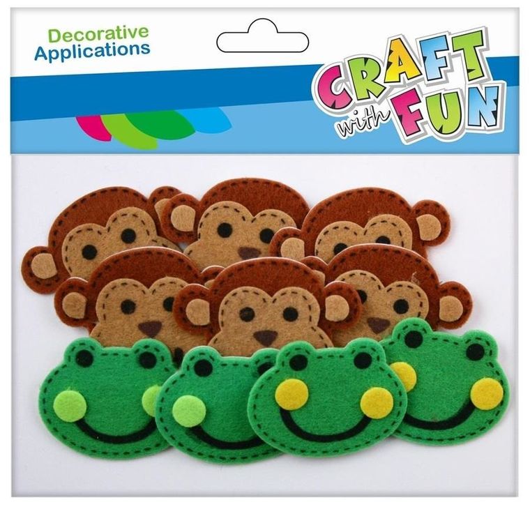 Craft With Fun, filcowa żaba i małpa, samoprzylepna, 10 szt.