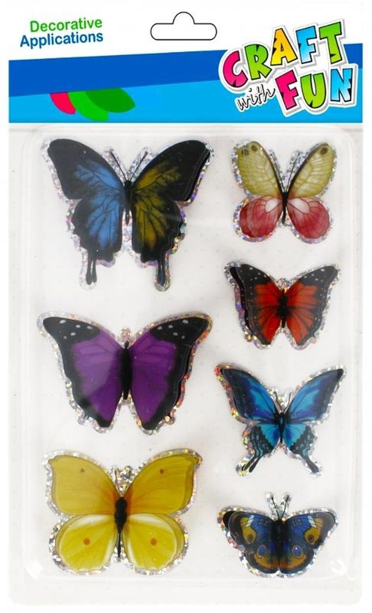 Craft With Fun, naklejki 3D, Motyl 7szt.