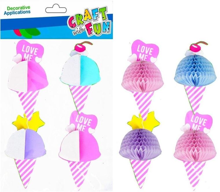 Craft With Fun, naklejki lody, harmonijka, 6 szt.