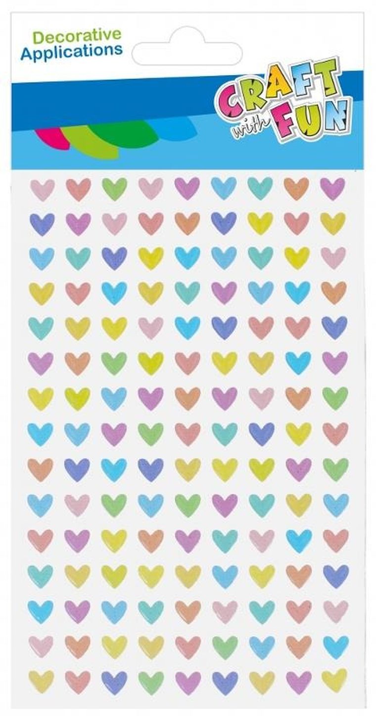 Craft With Fun, naklejki, Serca, pastelowe