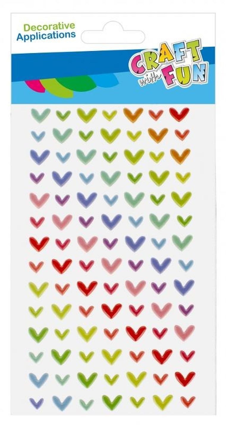 Craft With Fun, naklejki, Serca, tęczowe