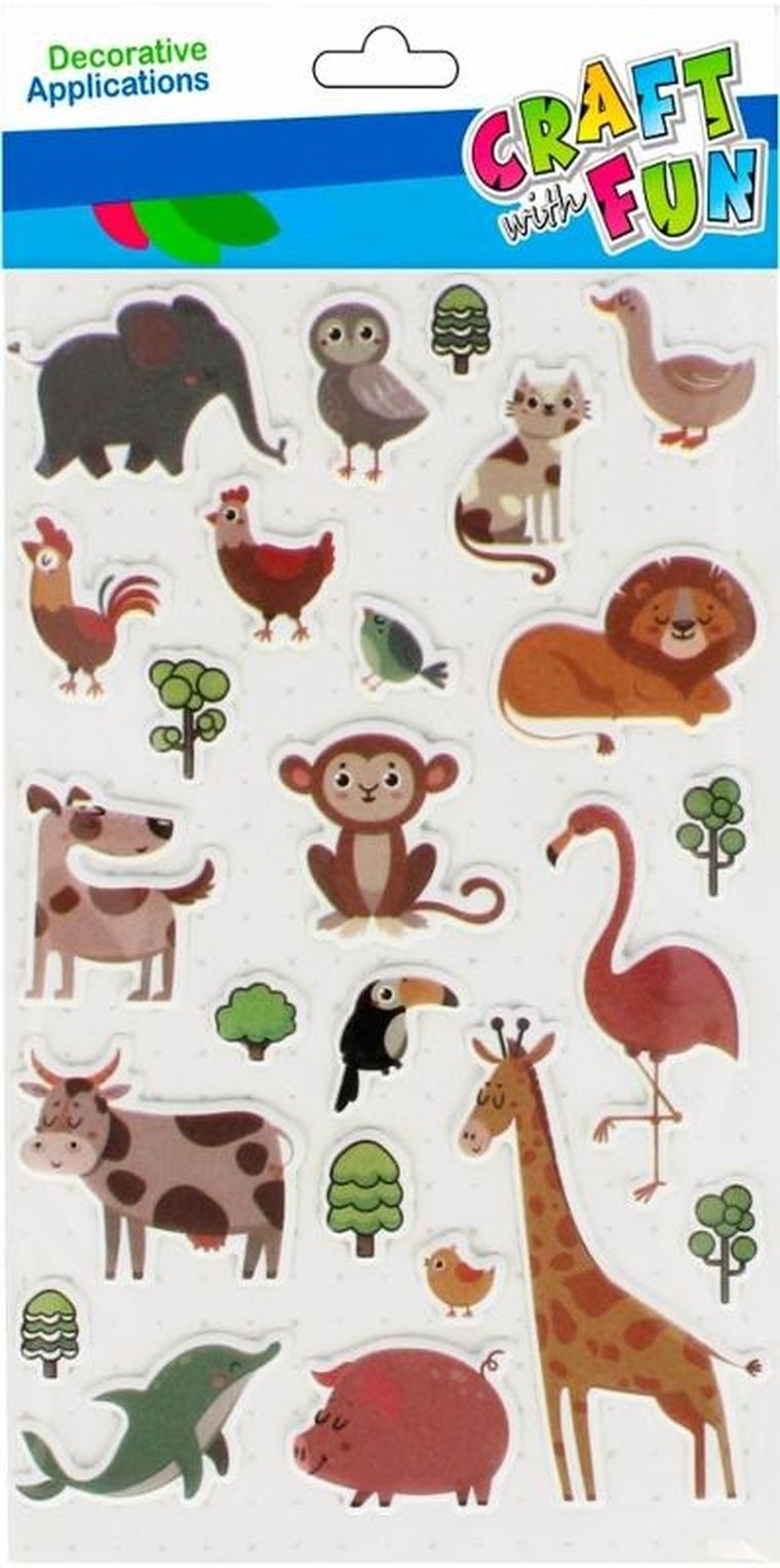Craft With Fun, naklejki, zwierzęta, 24 szt.