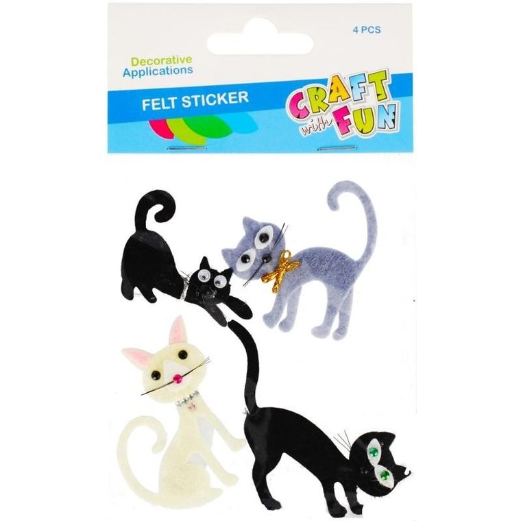 Craft With Fun, ozdoba dekoracyjna, filcowa, samoprzylepna, kotki