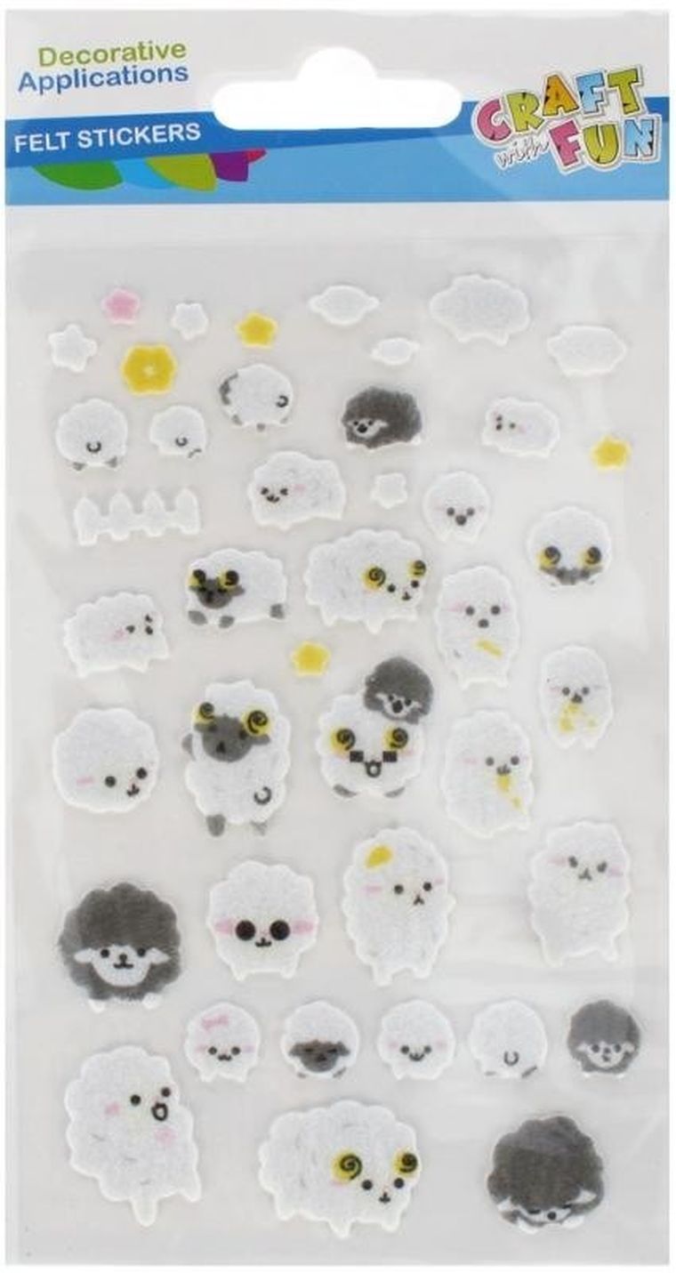Craft With Fun, ozdoba dekoracyjna, filcowa, samoprzylepne, owieczki