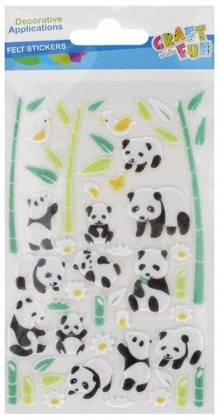 Craft With Fun, ozdoba dekoracyjna, filcowa, samoprzylepne, pandy