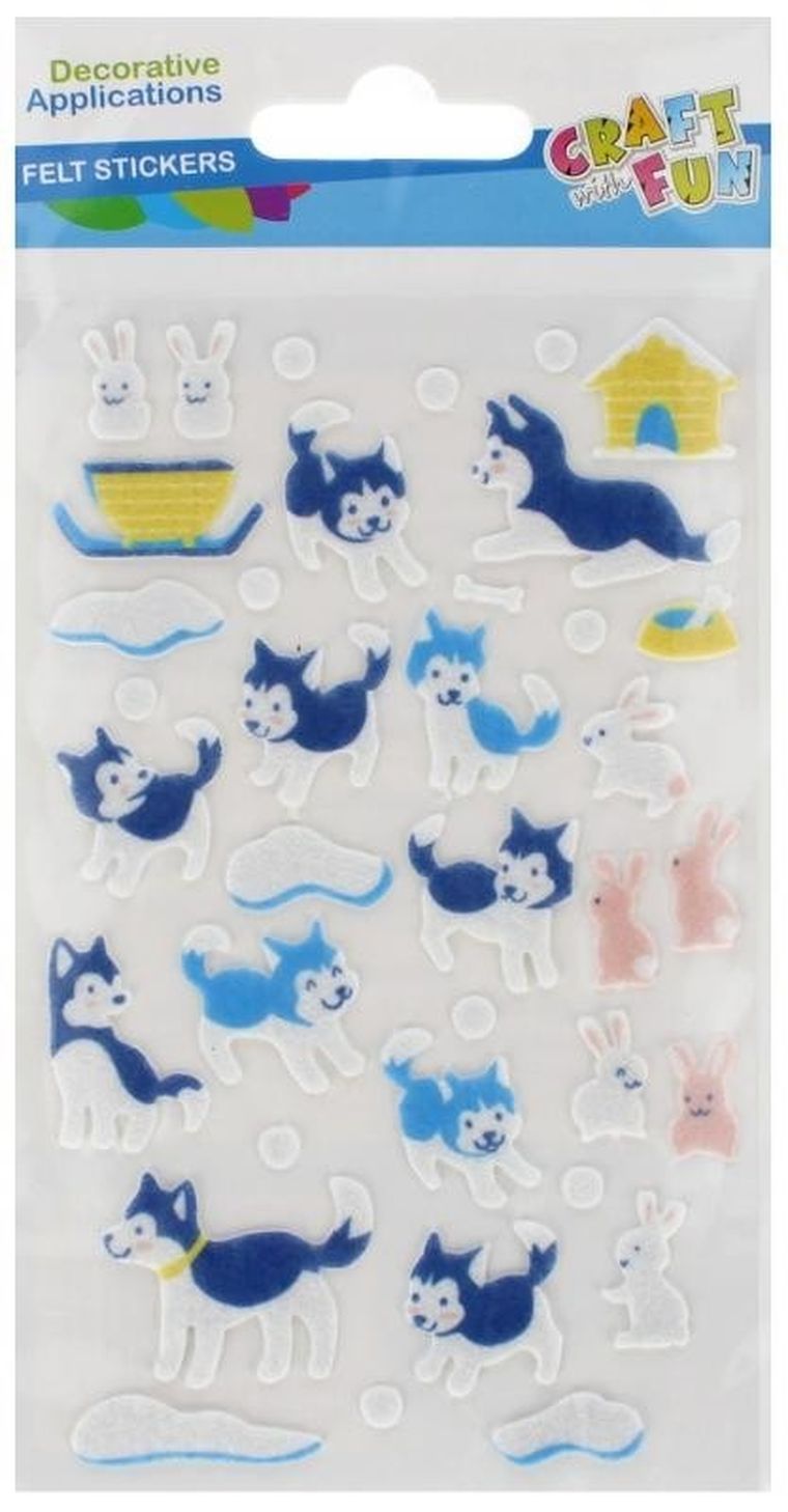 Craft With Fun, ozdoba dekoracyjna, filcowa, samoprzylepne, psy i zające