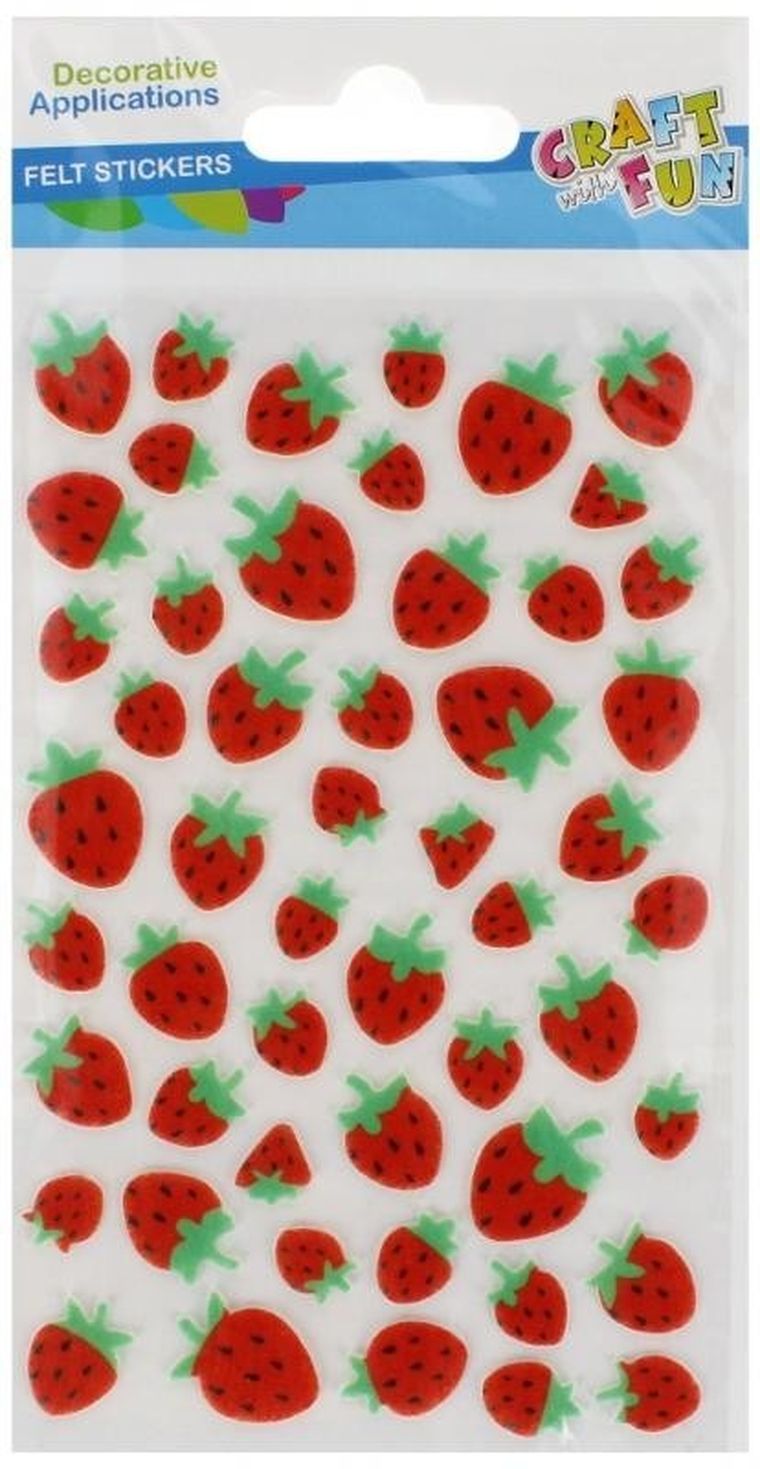 Craft With Fun, ozdoba dekoracyjna, filcowa, samoprzylepne, truskawki