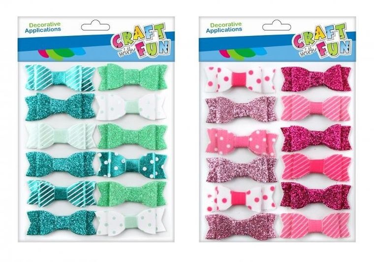 Craft With Fun, ozdoba dekoracyjna, materiałowa, samoprzylepna, kokardki
