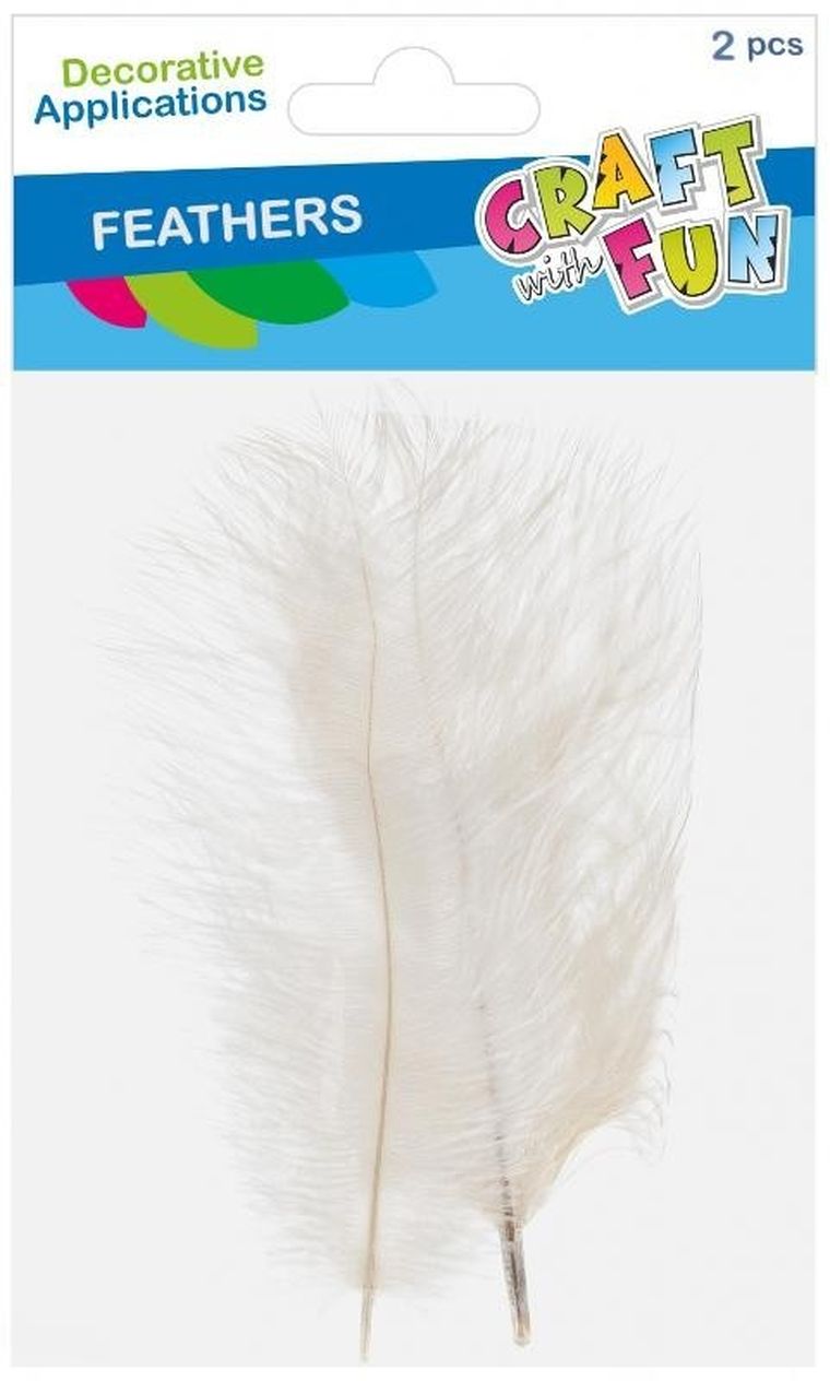 Craft With Fun, ozdoba dekoracyjna, piórka, białe, 15-20 cm, 2 szt.