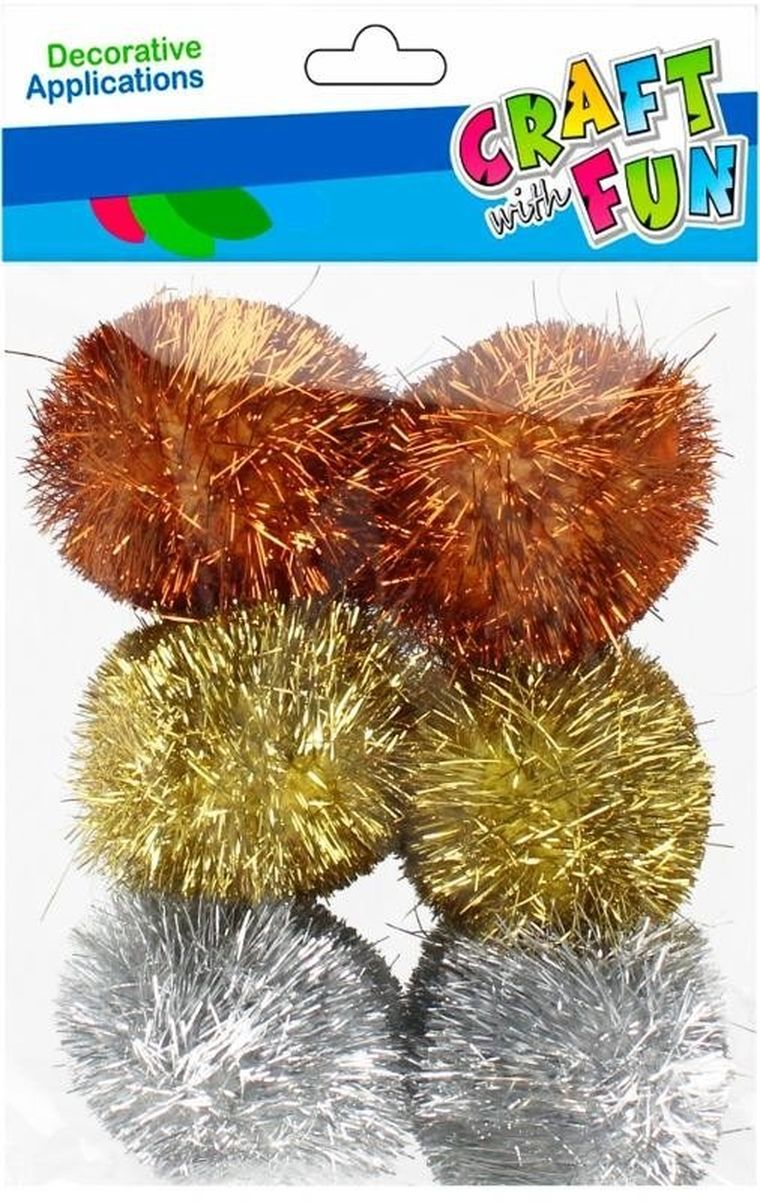 Craft With Fun, ozdoba dekoracyjna, pompon, 4,5 cm, 6 szt.
