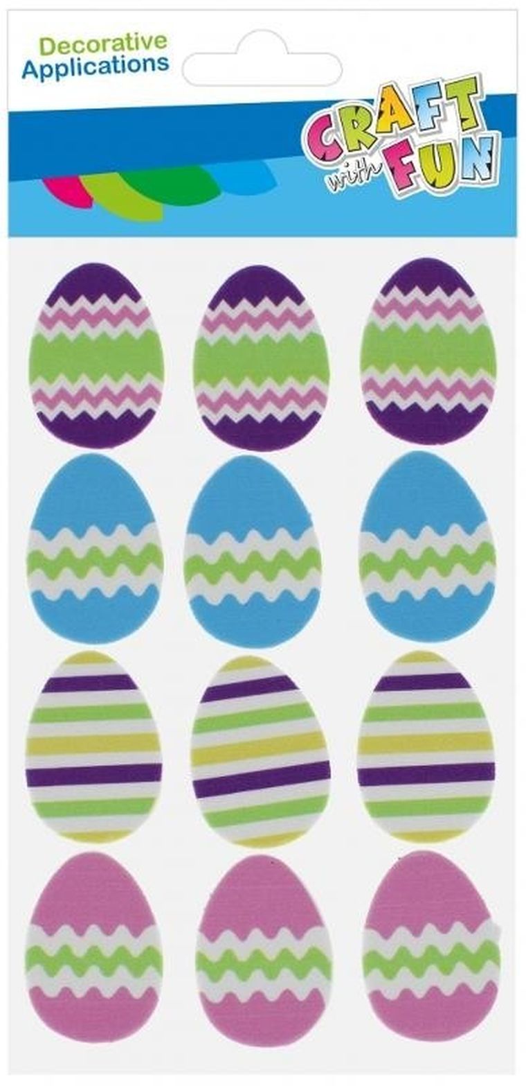 Craft With Fun, ozdoba dekoracyjna, samoprzylepna, eva, pisanki, 12 szt.