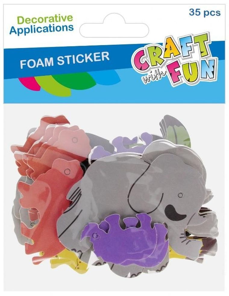 Craft With Fun, ozdoba dekoracyjna, samoprzylepna, eva, zoo, 35 szt.