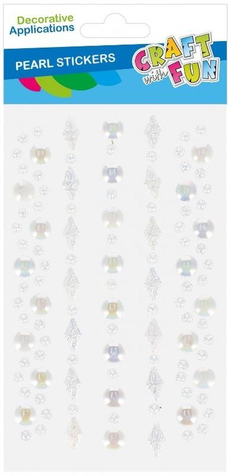 Craft With Fun, ozdoba dekoracyjna, samoprzylepna, perełki, białe, 5 szt.