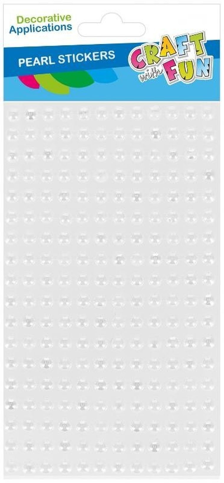 Craft With Fun, ozdoba dekoracyjna, samoprzylepna, perłowa, biała, 6 mm, 18 szt.