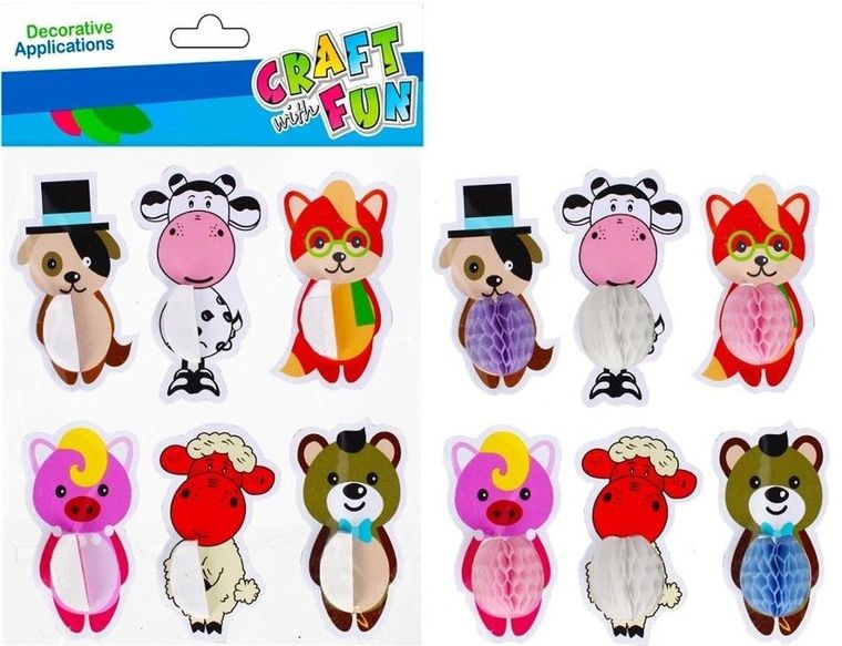 Craft With Fun, ozdoba dekoracyjna samoprzylepna zwierzęta, harmonijka