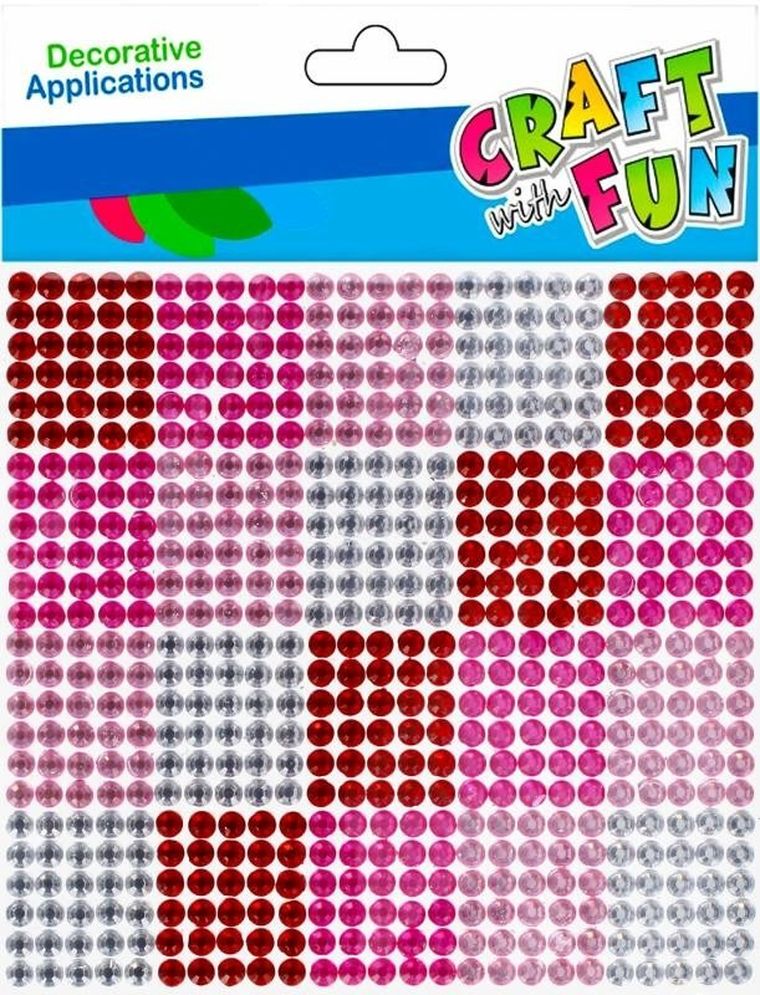 Craft With Fun, ozdoba dekoracyjna, samoprzylepne kryształki, 10-10, różowe