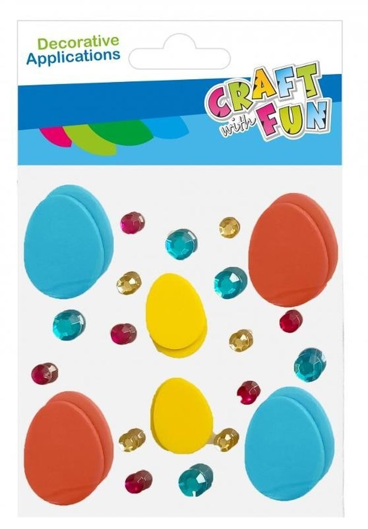 Craft With Fun, ozdoba dekoracyjna, samoprzylepne kryształki, eva, jajka