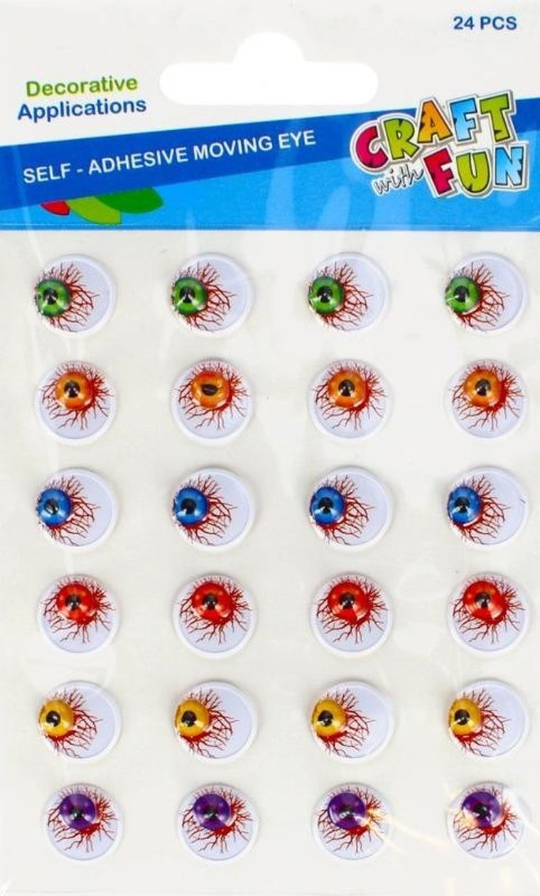 Craft With Fun, ozdoba dekoracyjna, samoprzylepne oczy, 15 mm, 24 szt.