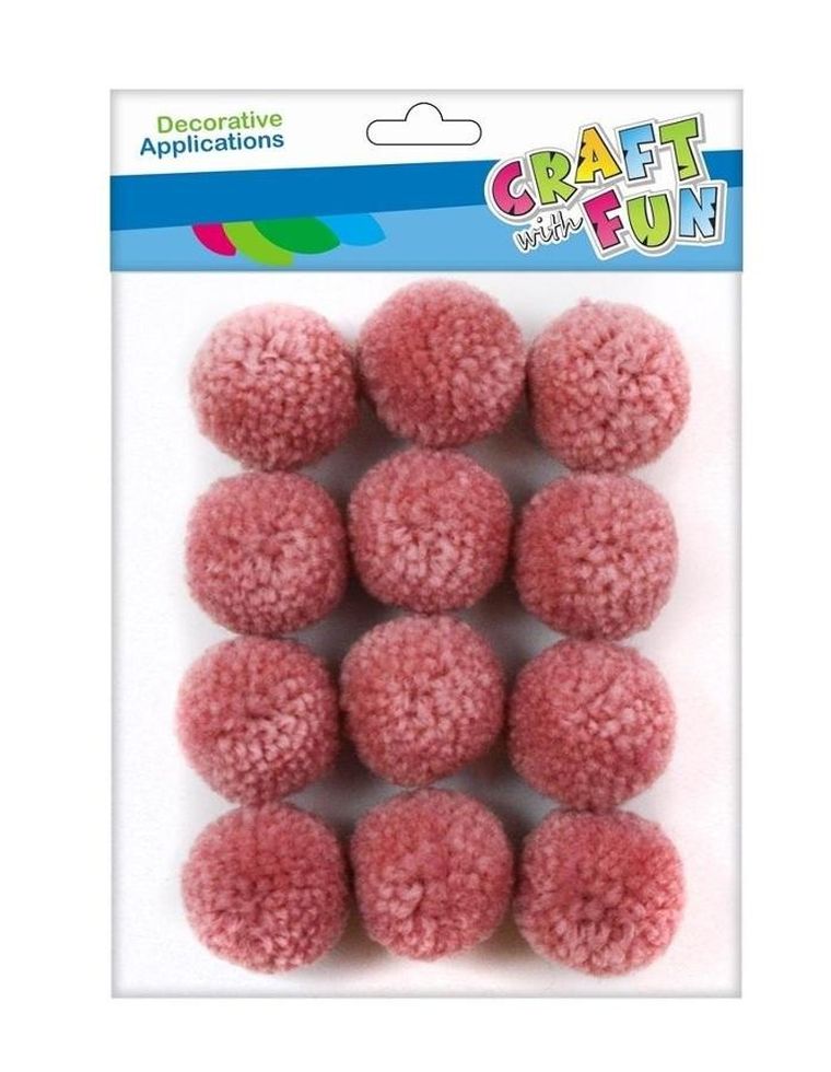 Craft With Fun, ozdoba dekoracyjna, wełniana, pompon, koralowy